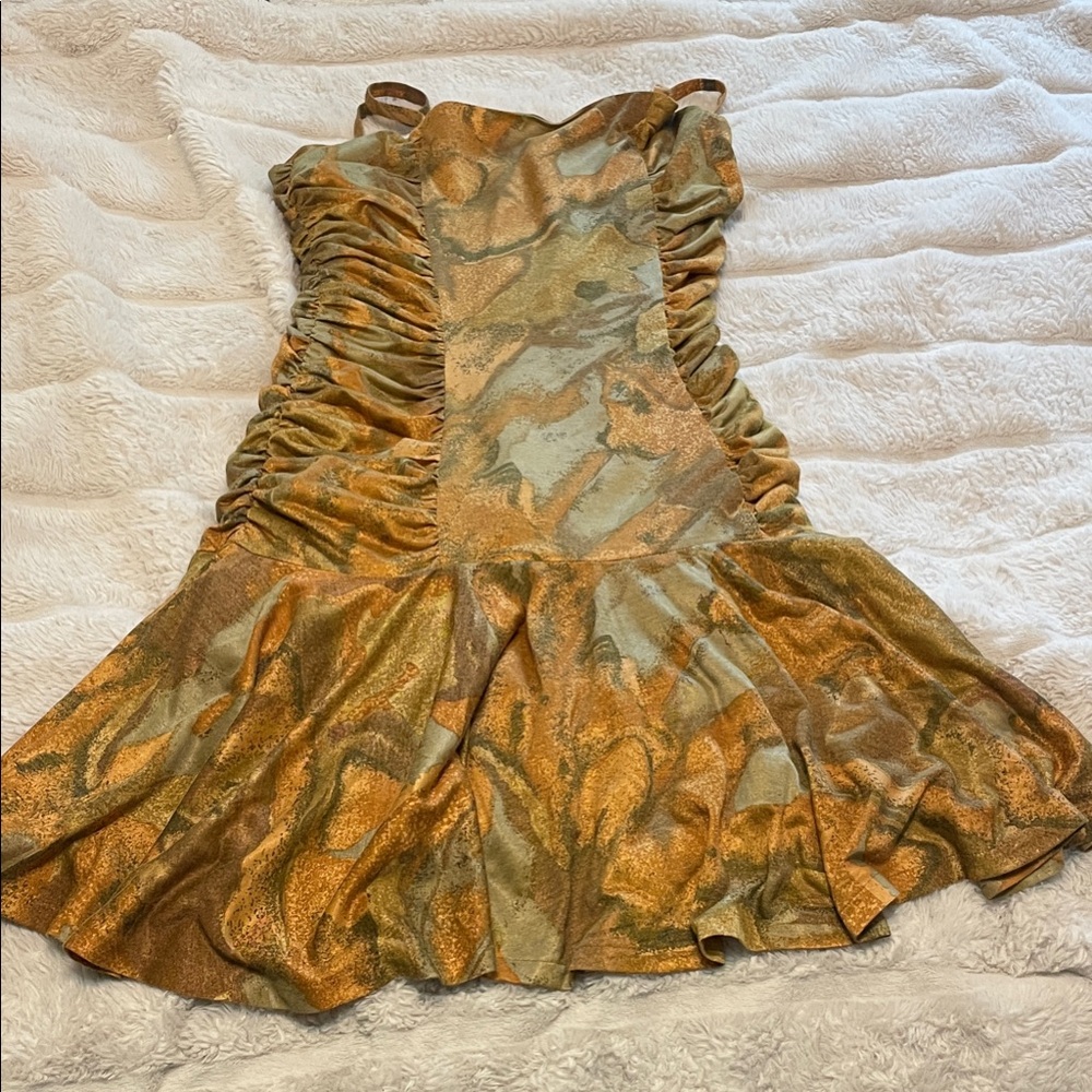 Elegant Camouflage Ruched Mini Dress